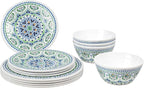 Blue Medallion 12-Piece Melamine Dinnerware Set