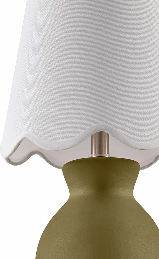 BoutiqueRugs Liliac Boho Ceramic Bedside Table Lamp for Bedroom Nightstand - End Side Lighting for Living Room - Shade Cotton - White, Green - 15" H