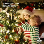 WATERGLIDE C6 Christmas Lights, 33ft 100 LED Faceted String Lights Green Wire Fairy Lights with 29V Safe Adaptor, 8 Lighting Mode, Waterproof for Indoor Outdoor Patio Xmas Tree Party Decor, Warm White