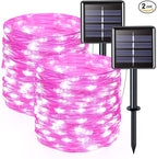 JMEXSUSS 2 Pack Solar Fairy Lights, 33ft 100 LED Pink Outdoor Waterproof, 8 Modes String Lights for Outside Garden Patio Party Decorations