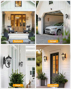 VIANIS Outdoor Lights for Porch, Black Dusk to Dawn Outside Lighting with Gold Trim, Porch Lights Outdoor with Tempered Water Ripple Glass for Garden, Patio, Entryway, Waterproof Anti-Rust