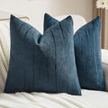 FUTEI Navy Blue Chenille Decorative Throw Pillow Covers 26x26 Inch Set of 2,Soft Embossed Striped Textured Euro Pillow Shams,Modern Home Decor for Couch Bed Living Room