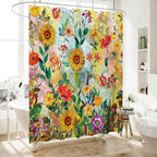 Bohemian Bathroom Curtain Colorful Boho Floral Print Beautiful Bright Polyester Fabric Cloth Shower Curtain for Bathroom Decoration, 72"x72"