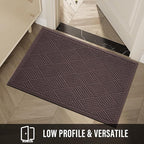 Sturdy Front Door Mat, Absorbent Muddy Dirt Resist Welcome Door Mats Outdoor Indoor, Stain and Fade Resistant, Non-Slip Rubber Backing Low Profile Doormat for Entryway, 47×32, Coffee