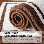 GRANNY SAYS Microfiber Bathroom Rugs Non Slip Washable, Water Absorbent Bath Mats for Tub, Soft Bath Mats for Bathroom Floor & Shower, Bath Rug, 16" x 24", Brown Bath Rugs