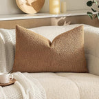 MIULEE Textured Boucle Throw Pillow Cover Brown Accent Solid Lumbar Pillow Case Decorative Vintage Soft Pack of 1 Couch Cushion Mid Century Chair Sofa Bedroom Livingroom Home Decor,24x16 Inch