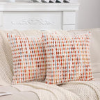 LUOYEHK Boho Throw Pillow Covers 18x18 Inch Set of 2 Chenille Tufted Pillowcase Farmhouse Neutral Cushion Covers for Couch Sofa Bed Living Room, Orange Red
