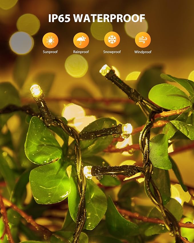 Brightown 2 Pack Solar Christmas Lights, 92Ft 240 LED Solar String Lights Outdoor Waterproof with 8 Modes, Solar Light Outdoor for Patio Yard Tree Garden Party Decorations, Warm White