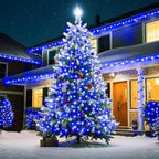 KNONEW 197FT 500 LED Christmas Lights Outdoor String Lights 8 Modes & Memory Fairy Light Plug in Waterproof LED String Lights for Xmas Yard Tree Wedding Party Holiday Decorations (Blue)