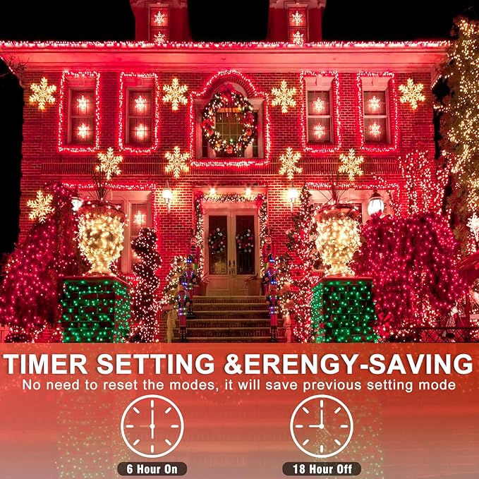 250 LED Red String Lights Outdoor, 82ft Red Christmas Lights 8 Modes Clear Wire, Plug in Waterproof Fairy String Light for Bedroom Christmas Decorations