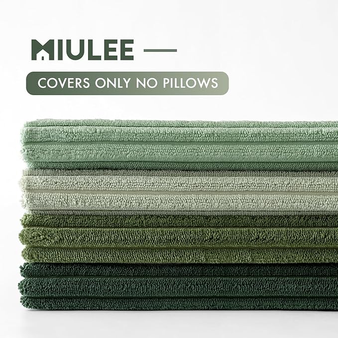 MIULEE Boho Farmhouse Sage Green Throw Pillow Covers 24x24 Inch Set of 4 Mordern Nordic Cushion Covers Soft Corduroy Christmas Home Decor for Couch Bed Sofa Living Room Forest Green