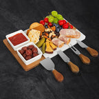 Marble Charcuterie Board, Charcuterie Boards, Cheese Boards, 13" Wood - Marble Cheese Board Set for House Warming Gifts New Home, Couples 2025, Bridal Shower, Hostess Gifts for Couple