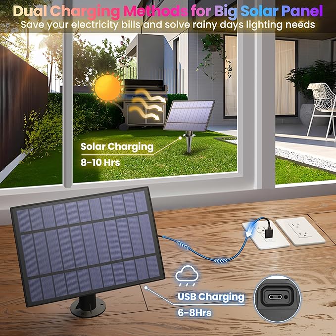 100FT(2x50FT) RGB Solar Outdoor String Lights with Remote, Multicolor&Warm White Dimmable Waterproof Patio Lights with 30 LED S14 Bulbs-Black