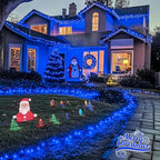JMEXSUSS 200 LED Blue Christmas Lights Outdoor, Expandable 66ft Christmas String Lights Green Wire, 8 Modes Twinkle Xmas Tree Light Plug in for Party Indoor Ceiling Beroom Patio Fence Yard Decor