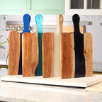 Acacia Wood & Epoxy cheese board | 16.5x10 inch | Use as serving platter tray for serving dishes, food, charcuterie, appetizers, Snacks, Fruits | Cutting Board for fruits and vegetables |White