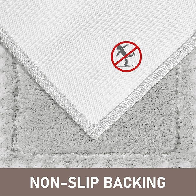 Gray Bathroom Rugs 20x31, Non Slip Washable Bath Mats,Super Soft Microfiber Bathroom Mats, Plush Fluffy Absorbent Bath Rugs for Sink Tub Basin Shower Floor