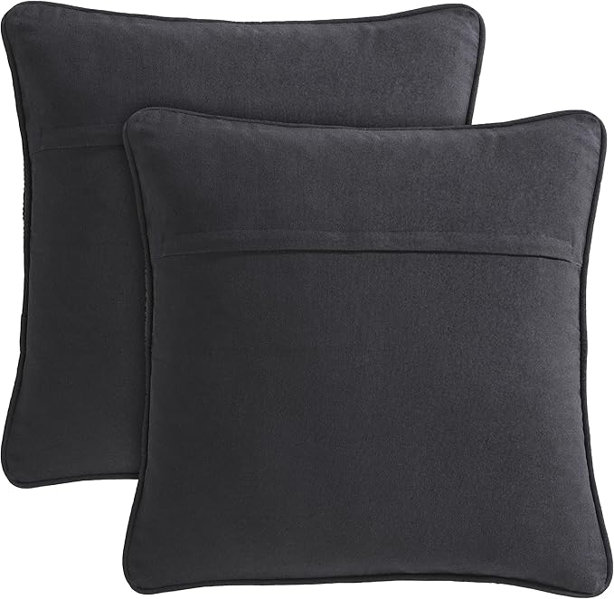 Boho Living Jada Decorative Throw, Includes Accent, Premium Woven Design, Living Room Décor, (2) 20" x 20" Pillow Cover with Insert, Black