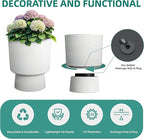 16.75"H Urn-Style Tall Planters, 2-Pack Modern Large Flower Pots for Outdoor Indoor, 2-in-1 Design Plant Containers for Garden Patio Yard Balcony Porch or Home Decor, White Terrazzo, UV-Protect