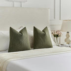 FUTEI Moss Green Chenille Decorative Throw Pillow Covers 12x20 Inch Set of 2,Soft Cozy Faux Linen Textured Lumbar Pillow Cases,Farmhouse Home Decor for Couch Living Room