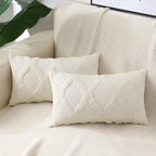 decorUhome Throw Pillow Covers 12x20 Inch Set of 2, Soft Plush Faux Fur Wool Lumbar Beige Couch Pillow Covers, Decorative Neutral Pillow Cases for Bed Sofa Living Room Home Decor