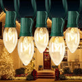 Vintage C9 Christmas Lights Outdoor, 50 FT C9 String Lights with 50 Clear Bulbs, Waterproof Christmas Tree Light for Outdoor Indoor Xmas Roofline Backyard Garden Patio Home Holiday Decor, Green Wire