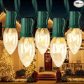 C9 Clear Christmas String Lights, 100 Feet Waterproof Vintage Christmas Tree Lights, Outdoor Roofline String Lights with 100 Clear Bulbs for Patio Garden Holiday Indoor Home Decoration, Green Wire