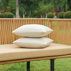 NiNi ALL Pack of 2 Decorative Outdoor Waterproof Pillow Covers Square Linen Textured Garden Cushion Sham Throw Pillowcase Set of 2 for Patio Farmhouse Garden Tent Couch 18x18 Inch Beige