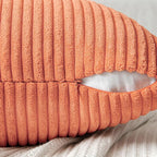 MIULEE Coral Red Corduroy Pillow Covers Pack of 2 Boho Decorative Spliced Throw Pillow Covers Soft Solid Couch Pillowcases Cross Patchwork Textured Cushion Covers for Living Room Bed Sofa 18x18 inch
