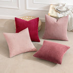 MIULEE Boho Farmhouse Christmas Throw Pillow Covers 18x18 Inch Set of 4 Romantic Decorative Cushion Covers Spring Corduroy Home Decor for Feminine Valentines Couch Bed Sofa Living Room Aesthetic Pink