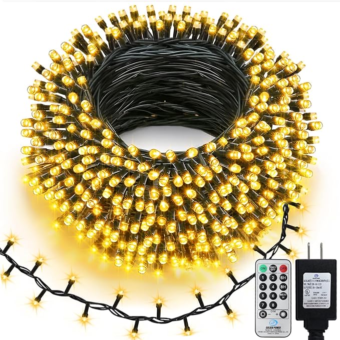 echosari 400 LED Christmas String Lights, Extra Long 66Ft Outdoor String Lights End-to-end Plug in with Remote Timer for Garden Patio Christmas Tree Decor (Warm White)