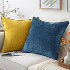 decorUhome Couch Throw Pillow Covers 16x16 Set of 2, Decorative Soft Euro Neutral Chenille Pillow Covers with Elegant Design for Sofa Bed Living Room Home Decor, Poseidon