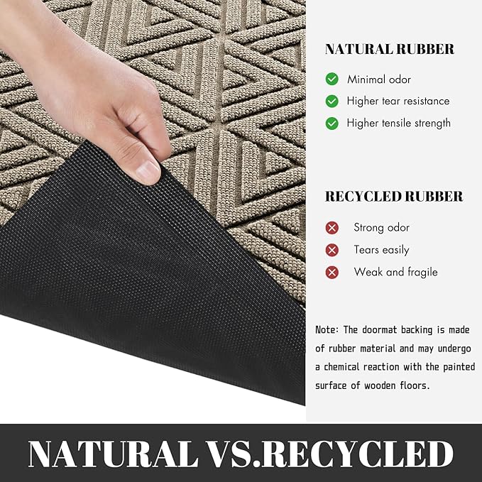Yimobra Outdoor Mats for Front Door, Stops Mud & Dirt at Entrance, Fits Garage & Patio, All-Weather Waterproof Non Slip Outdoor Indoor Welcome Mat, 29.5x17 Beige
