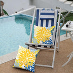 DFXSZ Yellow Blue Flower Pillow Covers 24x24 Inch Set of 2 White Gray Colored Throw Pillows Outdoor Waterproof Decor for Living Room Sofa Patio Funiture Garden Floral Polyester Pillow Covers 002J24