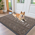 OLANLY Welcome Door Mat Indoor Outdoor Entrance, Heavy Duty Sturdy Front Door Mat, Waterproof All-Weather Doormat, Stain Resistant, Low Profile, Easy Clean Patio Entryway Mat, 47 x 32, Brown
