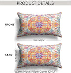 Snycler Orange Blue Ethnic Boho Pillow Covers 12x20 in Boho Carpet Cream Coral Floral Decorative Couch Pillow Cases with Zipper Set of 2 Home Decor for Living Room Bedroom Bed Cushion Outdoor