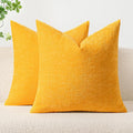 MIULEE Pack of 2 Couch Throw Pillow Covers 20x20 Inch Soft Goose Yellow Chenille Pillow Covers for Sofa Living Room Solid Dyed Pillow Cases