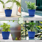 6pcs Plastic Flower Pots, 7.5/6.6/5.8/5.0/4.3/3.5 inches, Indoor/Outdoor Home Decoration, Thick and Durable, with Drainage Holes and Trays