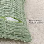 decorUhome Decorative Sage Green Throw Pillow Covers 24x24 Set of 2 with Splicing, Boho Soft Neutral Corduroy Broadside Twill Pillow Covers for Couch Bed Sofa Living Room