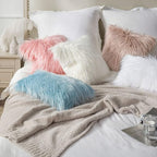 Phantoscope Faux Fur Solid Decorative Pillow Cover Fluffy Throw Pillow Mongolian Luxury Fuzzy Pillow Case Cushion Cover for Bedroom and Couch, True White 26 x 26 Inches, Pack of 1