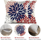 DFXSZ 4th of July Pillow Covers 16x16 Inch Set of 2 Patriotic Blue Red Floral Outdoor Waterproof Decorative Throw Pillows Polyester Pillow Covers Decor for Patio Funiture Garden Couch 002H16