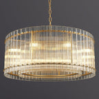 37" Modern Gold Round Chandelier,2-Tier 8-Light Water Ripple Crystal Glass Chandeliers,for Dining Room,Living Room,Bedroom,High Ceiling,Foyer Entryway,Luxury Chandelier