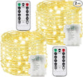 2 Pack 100LED Battery Operated Fairy Lights with Remote, 8 Modes LED String Lights with Timer, Dimmable, Memory Function, Waterproof Twinkle Lights for Outdoor Indoor Christmas Decor(Warm White)