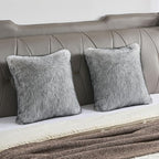 FUTEI White Decorative Throw Pillow Covers 18x18 Inch Set of 2,Soft Faux Raccoon Fur Textured Cushion Case,Modern Home Luxurious Decor for Couch Bed Living Room