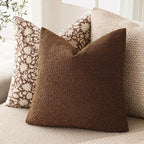 Foindtower Set of 2, Decorative Textured Boucle Throw Pillow Covers Accent Solid Pillow Cases Neutral Soft Cozy Couch Cushion Case for Chair Sofa Bedroom Living Room Home Decor 26x26 Inch Hazel Brown