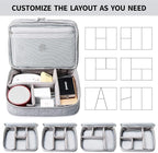 MIRLEWAIY Portable Electronics Accessories Organizer Bag Travel Charger Cable Storage Soft Case Double Layer for Hard Drives, Cord, USB, SD Cards Carrying, Grey