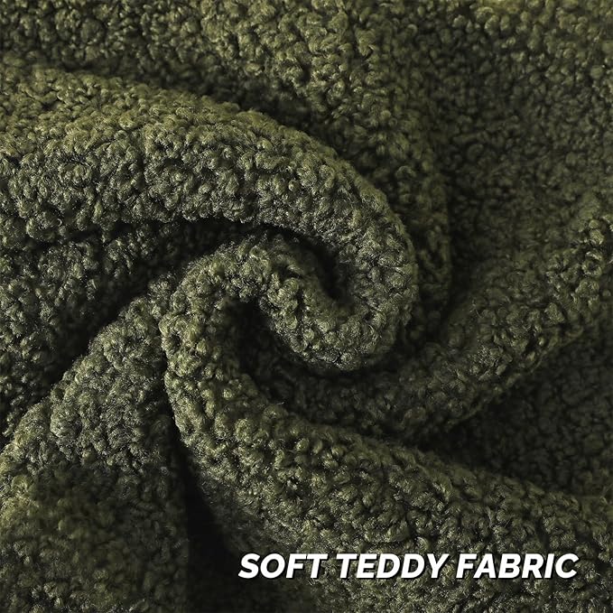 FUTEI Olive Green Throw Pillow Covers 18x18 Inch Set of 2,Furry Faux Fur Teddy Boucle Textured Cushion Covers,Soft Fluffy Decorative Pillow Case,Home Decor for Couch Bed Living Room Office Car