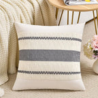 Fancy Homi Set of 1 Neutral Grey Farmhouse Euro Decorative Throw Pillow Covers 26x26 Inch for Couch Bed Chair, Vintage Country Rustic Retro Room Decor, Soft Thick Cotton Handmade Woven Cushion Case