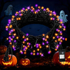 Halloween String Lights Plug in,33FT 100 LED String Lights with 8 Modes & Timer, Halloween Decorations for Party Carnival Supplies, Outdoor Indoor Yard Garden Decor, Purple & Orange