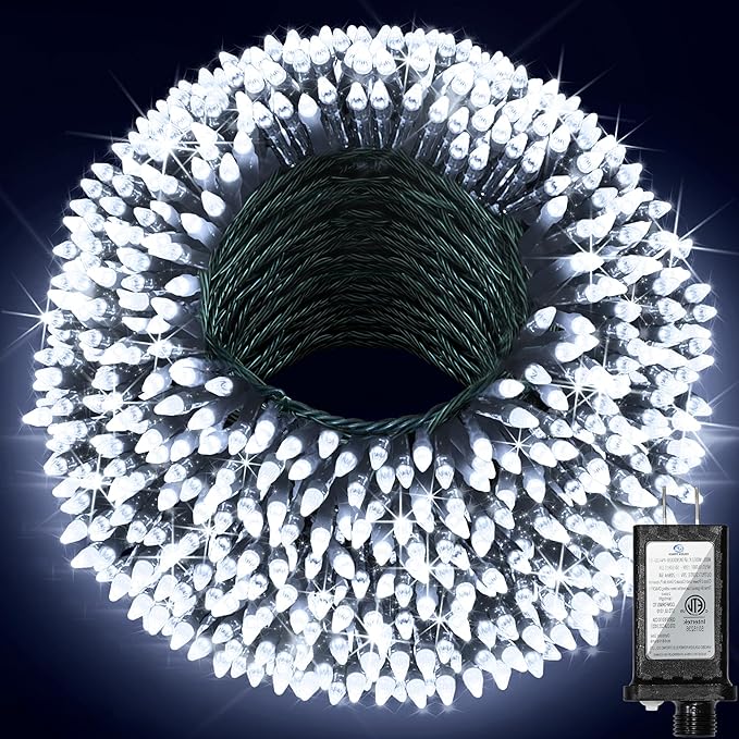 300LED 75FT Christmas Lights Indoor, LED Christmas Tree Decoration Lights with 12 Modes & Timer Memory, Dimmable Plug In Waterproof LED Xmas Light for Yard Trees Wedding Party Holiday Cool White