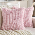 FUTEI Pink Decorative Throw Pillow Covers 24x24 Inch Set of 2,Soft Fluffy Faux Feather Texture European Cushion Cases,Modern Home Luxury Decor for Couch Bed Living Room